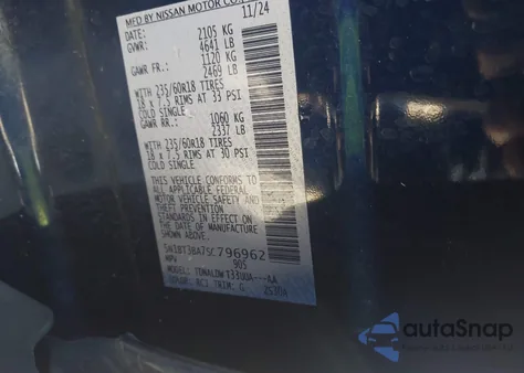 2025 Nissan Rogue Sv Fwd z USA, uszkodzony, nr VIN 5N1BT3BA7SC796962